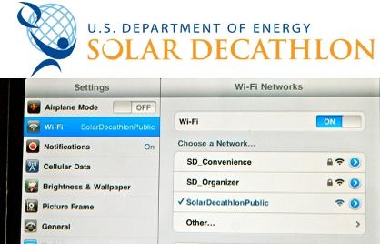 US Department of Energy 2011 Solar Decathlon wifi screen shot