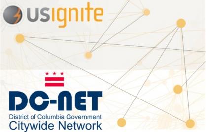 US Ignite and DC-Net logos with a line connecting dots